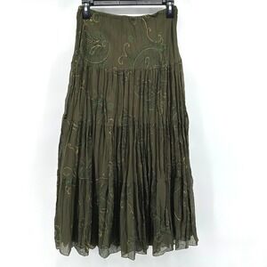 VTG New Tower Boho Paisley Tiered Gauze Skirt Large Whimsigoth Goblincore Earthy